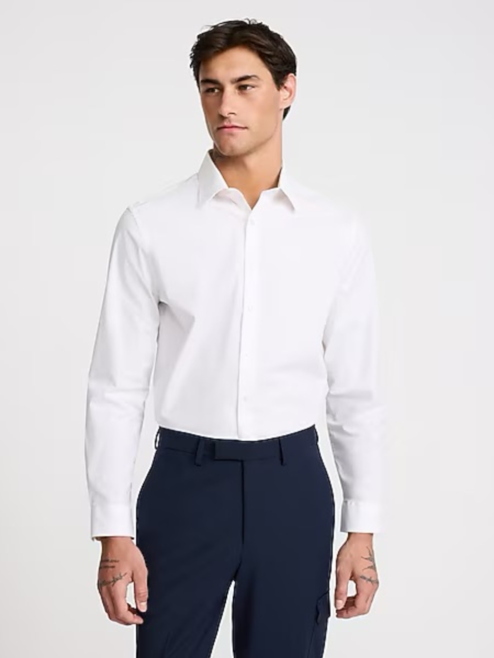 Express cotton White Dress Shirt - Classic Long-Sleeve